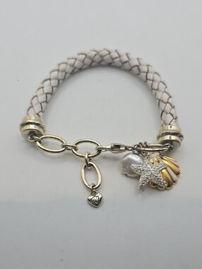 Brighton "Sea Dreamer Braided Leather Bracelet with Gold & Silver Sea Charms
